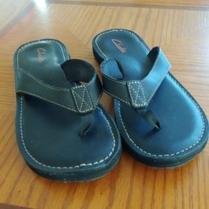 Clarks black leather sandals